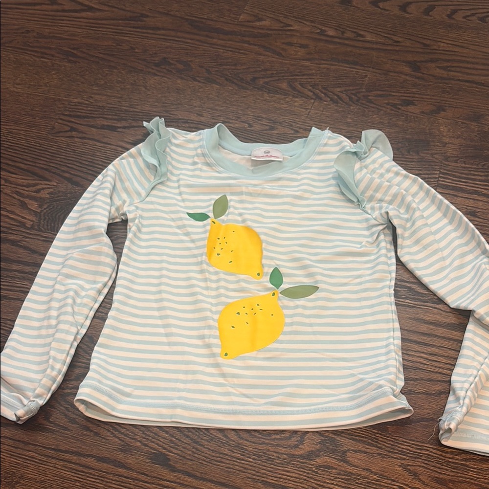 Kids Lemon Print Rashguard - Light Blue Stripes